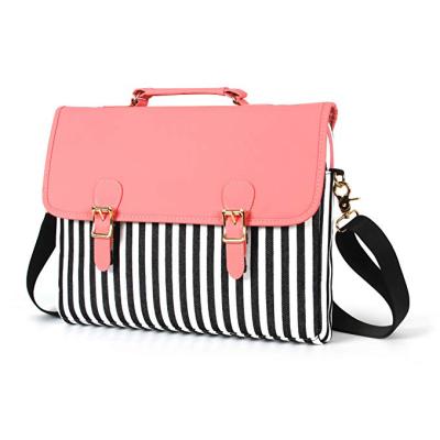 China Stylish PU Leather Canvas Shoulder Messenger Laptop Bag For Women for sale