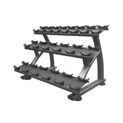 China Factory Direct OEM Steel 3 Layers Commercial 10 Pairs/Set Dumbbell Fitness Equipment Dumbbell Saddle Rack for sale