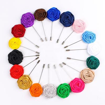 China Europe Custom Mens Suit Flower Lapel Pin Rose Boutonniere Stick Pin for sale