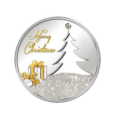 China Europe Custom Design Silver Christmas Tree Coin 999 Souvenir Coin for sale