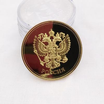 China Wholesale Bulk Souvenir Coin DblHead Eagle Gold Russian Silver Coin Europe Souvenir Engrave Large Avatar for sale