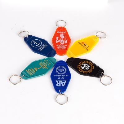 China Big Size Hotel Promotion Gift Metal Enamel Soft Vintage Plastic Acrylic Motel Key Chain for sale