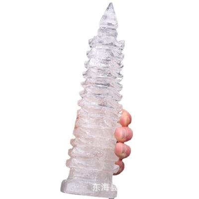 China China Wenchang tower house feng shui natural white crystal ornaments can be placed to speed up the work headquarters decoration for sale