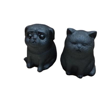 China China Natural Obsidian Carving My Cat Black Emperor Bazaar Ornaments, Cute Healing Cute Pets Small Ornaments for sale