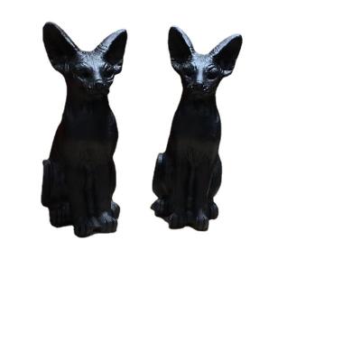 China China natural obsidian carved bald cat ornaments, cute shapes, energy to bring good luck, home office decoration for sale