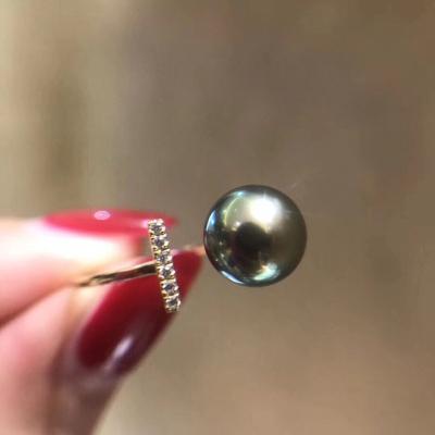 China FASHIONABLE Natural Tahitian Black Living Pearl Ring High Quality Gift Box Fashion Jewelry For Girls With Translucent Skin for sale