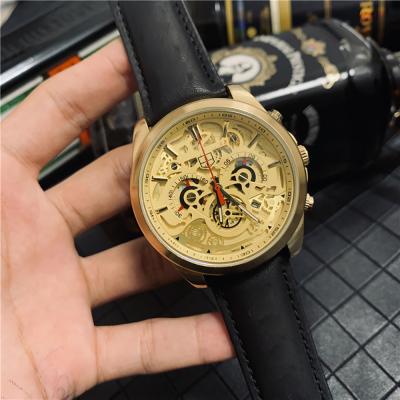 China Classic Stylish Mens Automatic Date Mens Wrist Watch With Leather Band Sport Work Waterproof Chronograph Watches for sale