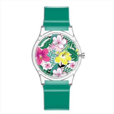 China Automatic Date Printing Face Children Favorite Watches Unique Pattern Quartz Flower Gift Printing Watch for sale