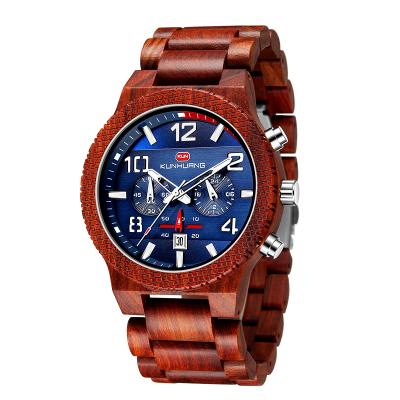 China Wholesale Wooden Strap Day/Date OEM Custom Own Brand Quartz Wooden Watch for sale