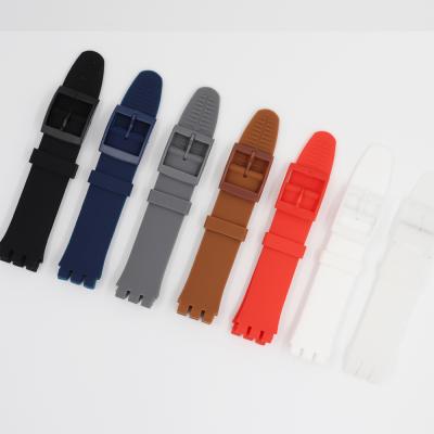 China 16 17 19 20mm Silicone Rubber Watch Band Strap Fashionable Black White Watch Chain Accessories For S Watch for sale