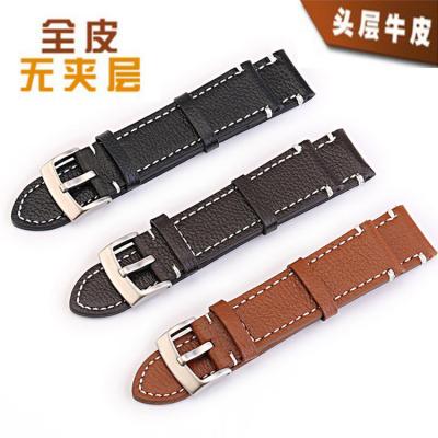 China High Quality Handmade Retro Italian Genuine Leather Watch Strap Band 22mm Vintage Leather Watch Strap Band for sale