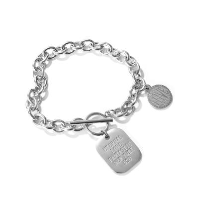 China Fashion TRENDY Design Silver Plated Lover's Pendant Lover's Stainless Steel Bracelet for sale