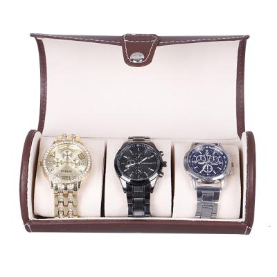 China Fashionable Light Brown Watch Box Organizer For Watch Case Display Storage Roll Travel Watch Box for sale