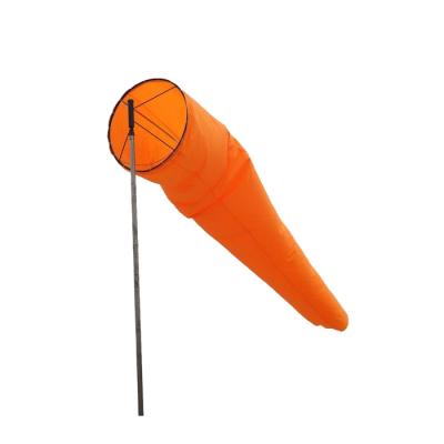 China Nylon Polyester Knitted Windsock Anti-tear Ruffle Windsocks With Reflective Tape Orange for sale