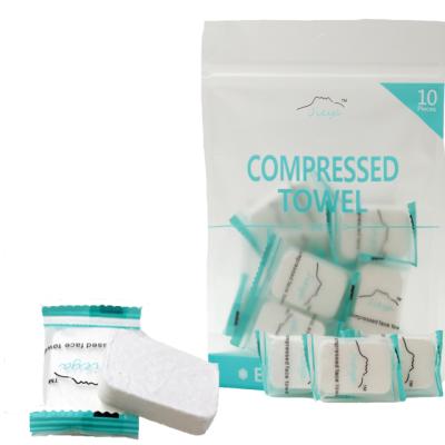 China Compressed Disposable Nonwoven Cleaning Cloth 10Pcs/Bag Compressed Towel For Travel for sale