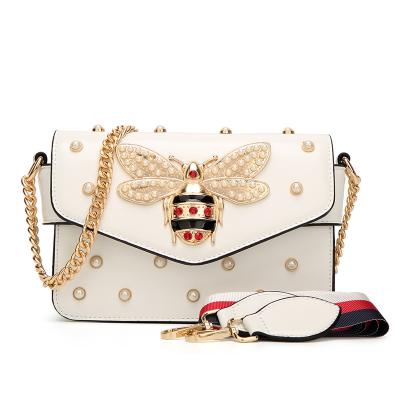 China High quality Famous Brand Shoulder designer bee chains luxury gg pearl cross - gouache shoulder phone clips bags for girls for sale