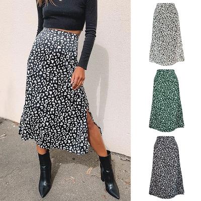 China 2021Sexy wrap skirt print chiffon breathable slit skirt casual fashion skirts long for women spring elegant summer clothes zipper for sale