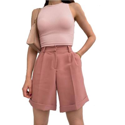 China 2021 New Stylish Women QUICK DRY Popular High Waist Western Pants Pocket Zipper Buttons Pure Color Fashion Casual Pants Shorts Female for sale