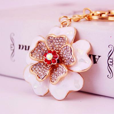 China Creative Rhinestone Peony Fashion Charm Flower Keyfobs Chain Keyfobs Gift Women Bag Purse Creative Peony for sale