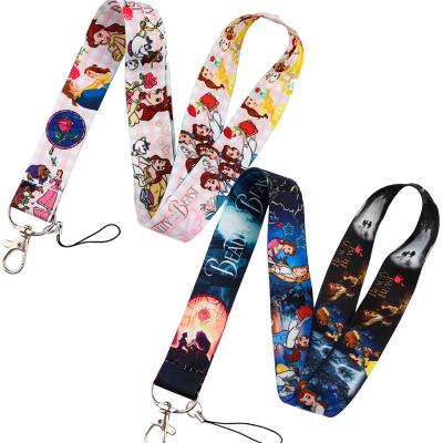 China Promotional Gift Beauty And The Beast Neck Strap Lanyards Badge Holder ID Card Key Chain Passing Hang Rope Lanyard For Keychain Accessories for sale