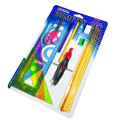 China School Student Cartoon Pencil Ruler Earser Sharpener 12 Pcs Drawing Stationery Set For Boy Girls Kids Gift School Children Student for sale