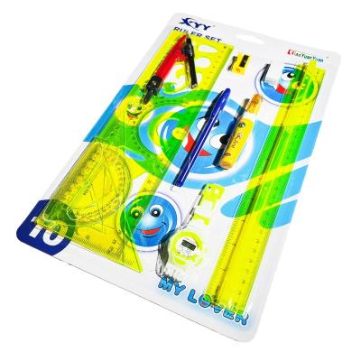 China School Student Children's Liquid Watch Correction Compass Ruler Set Of 11 Pieces Of Suction Codcards for sale