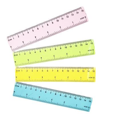 China School Student 15cm Single Wave Plastic Quilt Rulers Advertising Transparent And Colored Student Plastic Custom Logo Drawing Straight Ruler for sale