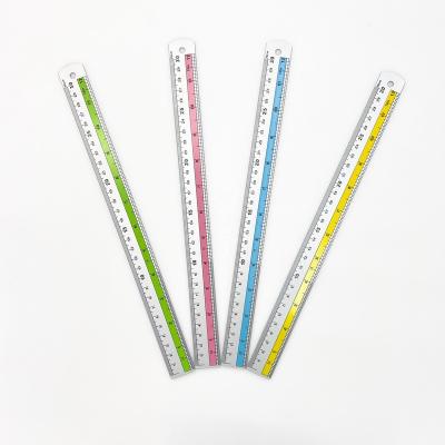 China School student and office 30cm 12 inch hot sale colorful stainless steel custom straight aluminum ruler for sale