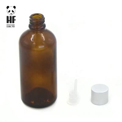 China Personal Care Amber Essential Oil Bottle Glass Bottle For 4 0z Essential Oil With Silver Caps for sale