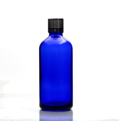 China Wholesale Personal Care Cosmetic Packaging 60ml Frosted Blue Boston Glass Bottle for sale