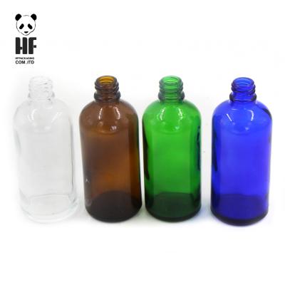 China Wholesale 4 Ounce Boston Blue Clear Amber Green Round Bottle Of Personal Care With Plastic Caps for sale