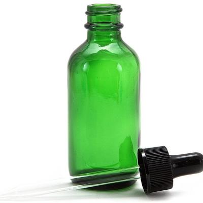 China Hot Selling 4oz Empty Glass Personal Care Boston Green Glass Bottle With Dropper for sale