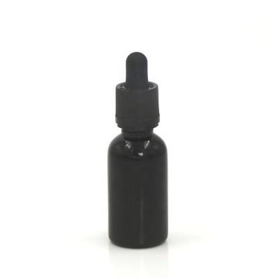 China Personal Care 30ml Frosted/Matte Black Beard Oil Boston Glass Dropper Bottles With Child Safe Cap for sale