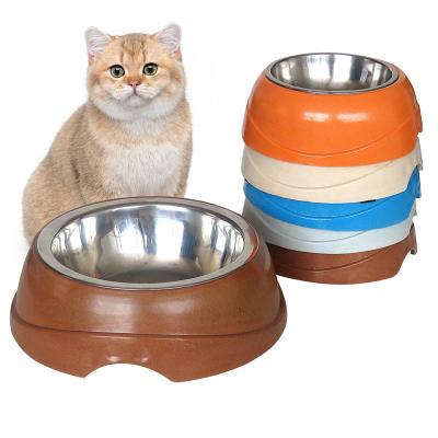 China High Capacity Cat Food Bowl Stainless Steel Durable Anti Slip Customized Fiber Bamboo Pet Bowl for sale