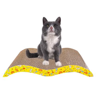 China Wave Design Cat Scratch Bed Corrugated Indoor Cat Cardboard House Cat Scratcher Durable Triangle Stocked for sale