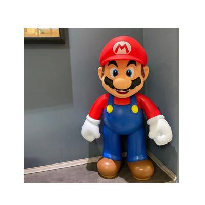 China Life Size Superhero Mario Statue Colorful Metal Plated Cartoon Fiberglass Europe 2023 Handmade Worker Outdoor Character Wholesale for sale