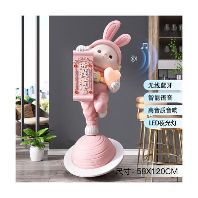 China Europe Rabbit Sculpture Living Room Ornament Lamp Astronaut Rabbit Birthday Gift Decorative Rabbit Sculpture With Bluetooth Speaker for sale