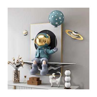 China Europe Astronaut Sculpture Wall Hanging Fashion High End Escultura En Resina De Astronauta Livingroom TV Backdrop Wall Decor for sale