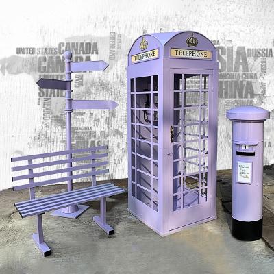 China New Art Installation British Telephone Booth Europe Antique Pink Floral Telephone Booth To Wedding Props for sale