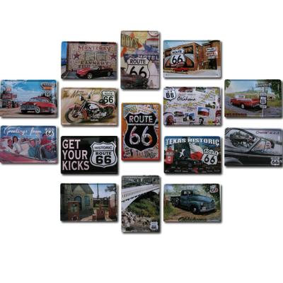 China Wholesale Custom Wall Art Tin Signs Vintage Retro Europe Metal Route 66 SeriesTin Sign Crafts For Home Wall Decoration for sale