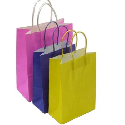 China Recycled Materials Customize Printed Brown Shopping Gift Foods Apparel Packaged Paper Tote Bag Handbag for sale