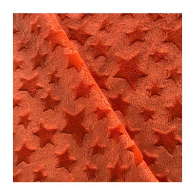 China Flame Retardant 100% Polyester 230gsm Minky Plush Star Pattern Velboa Fabric For Baby Blanket for sale