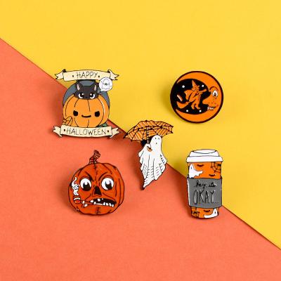 China Wholesale Cute Europe Cartoon Halloween Ghost Shape Metal Badge Soft Enamel Pin for sale