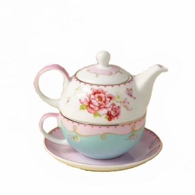 China Viable creative design ceramic teapot combination cups and saucers wedding gift good quality coffee and tea sets for one for sale