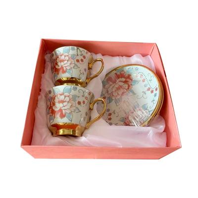 China Vintage Viable Ceramic Cups and Saucers 2x2 Suit Wedding Gift Amazon Success Coffee Cups and Tea Sets Cafe for sale