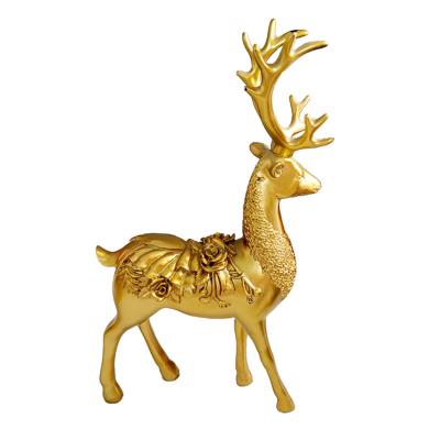 China New Vintage Design Home Decor Luxury Costume Resin Decoration Crafts Couple Sika Deer Elk Statues for sale