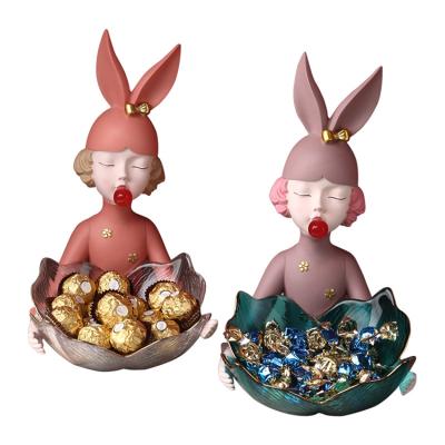 China Minimalist Hot Selling Bubble Girl's Tray Resin Art Crafts Living Room Jewelry Storage Nordic Candy Tray Home Decor for sale