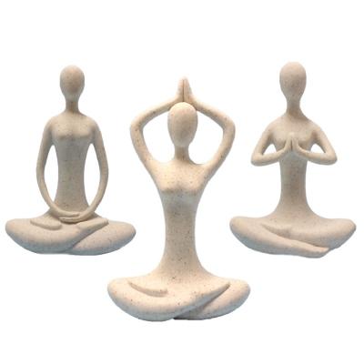 China Asian Yoga Zen Living Room Decor Resin Zen Stock Showpiece Ornament Sandstone Open Figure Sculpture Art Garden Decoration for sale