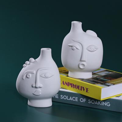 China Work Art Face Vase Nordic Ceramic CIA Stoneware White Bud Vases Decoracion Home-Decor Terracotta Minimalist for sale