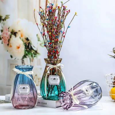 China Bud Vases Murano Vase Geometric Minimalist Home Decor Mini Greenhouse Gradient Glass Living Room Decor for sale